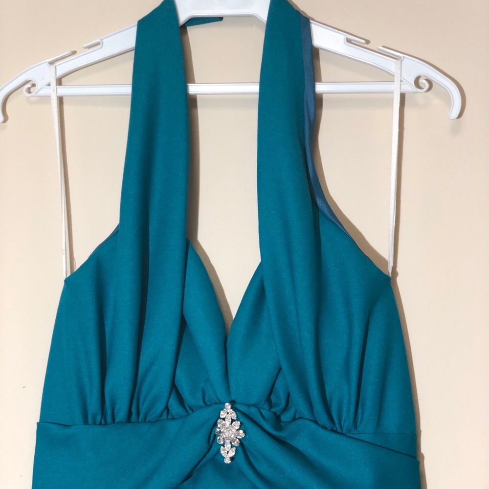 Teal Halter Formal/Prom Dress - Picture 3 of 4